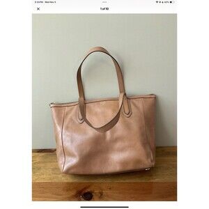 Fossil Leather Tote Bag in Light Brown